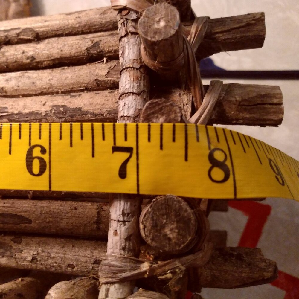 Rustic Read Wood Twig Primitive Accent Basket Planter - Picture 9 of 10